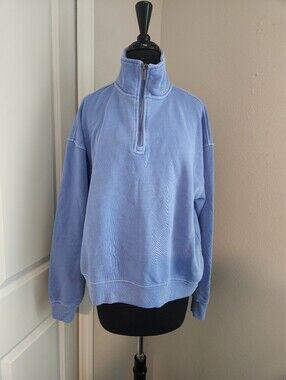 C&C California Pale Blue Half-Zip Pullover Sweater